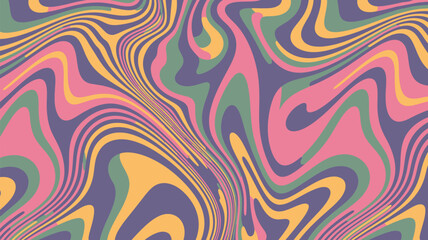 Colorful geometric seamless pattern with abstract waves and retro floral tile illustration