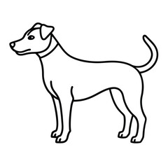 Simple line drawing of a standing dog
