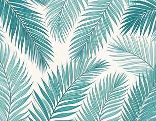 Teal palm leaves pattern