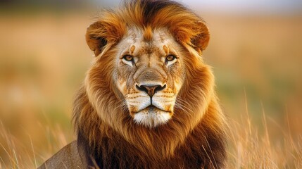 Fototapeta premium Regal African Lion in Savannah