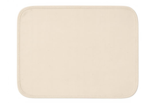 Canvas-like rectangular label in cream, soft rounded corners, transparent background, ready for personalized graphic elements or informative text