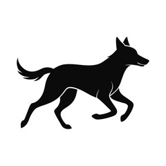 Black silhouette of a dog running