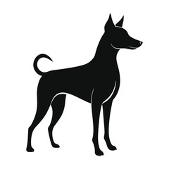 Sleek black silhouette of a standing dog