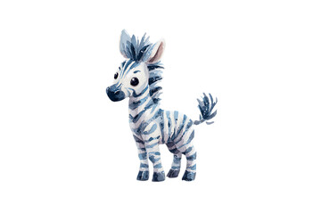 Adorable baby zebra in shades of blue.