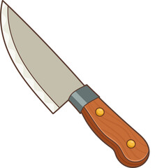 Cartoon style knife with wooden handle, perfect for cooking projects.