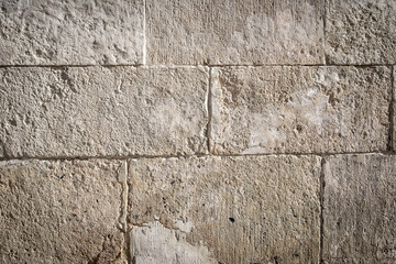 Closeup of Vintage Textured Limestone Wall Blocks