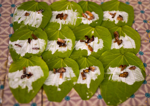 Betel leaf vendor in a street, Inle lake, Myanmar