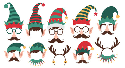 Fototapeta premium Festive christmas elf accessories for holiday fun and photo booths