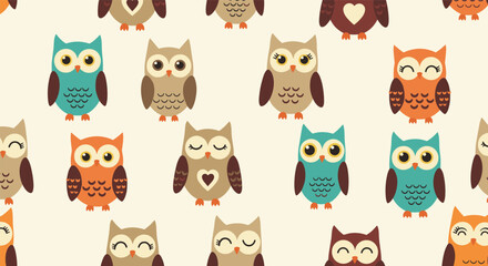 Fototapeta premium Charming handmade owl pattern for creative projects