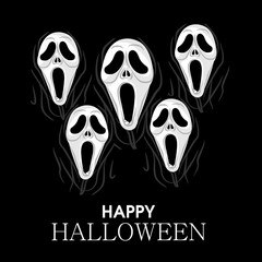 White ghost mask happy halloween theme
