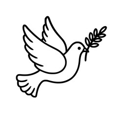 Dove carrying an olive branch, symbolizing peace and harmony, minimalistic design, copy space