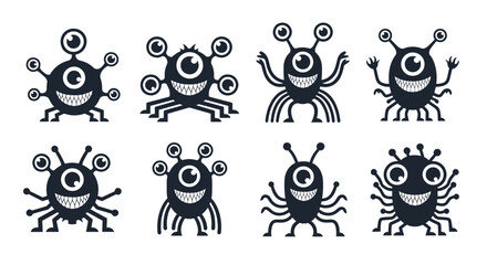 Obraz premium Collection of cute cartoon alien monsters and creatures