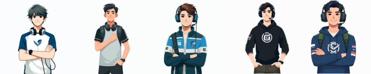 vector of male e-sport gamer