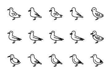 Sketch of Seagull Variations: A series of seagull sketches, meticulously crafted to illustrate different poses, offering a comprehensive study of avian anatomy.