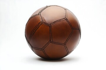 A football featuring a richly patterned leather exterior.