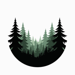 Obraz premium Forest Silhouette in Circular Design