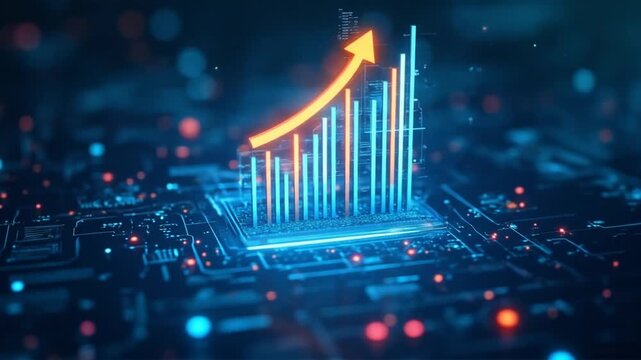 Data Graph Growing on Futuristic Circuit Board Background - Powered by Adobe