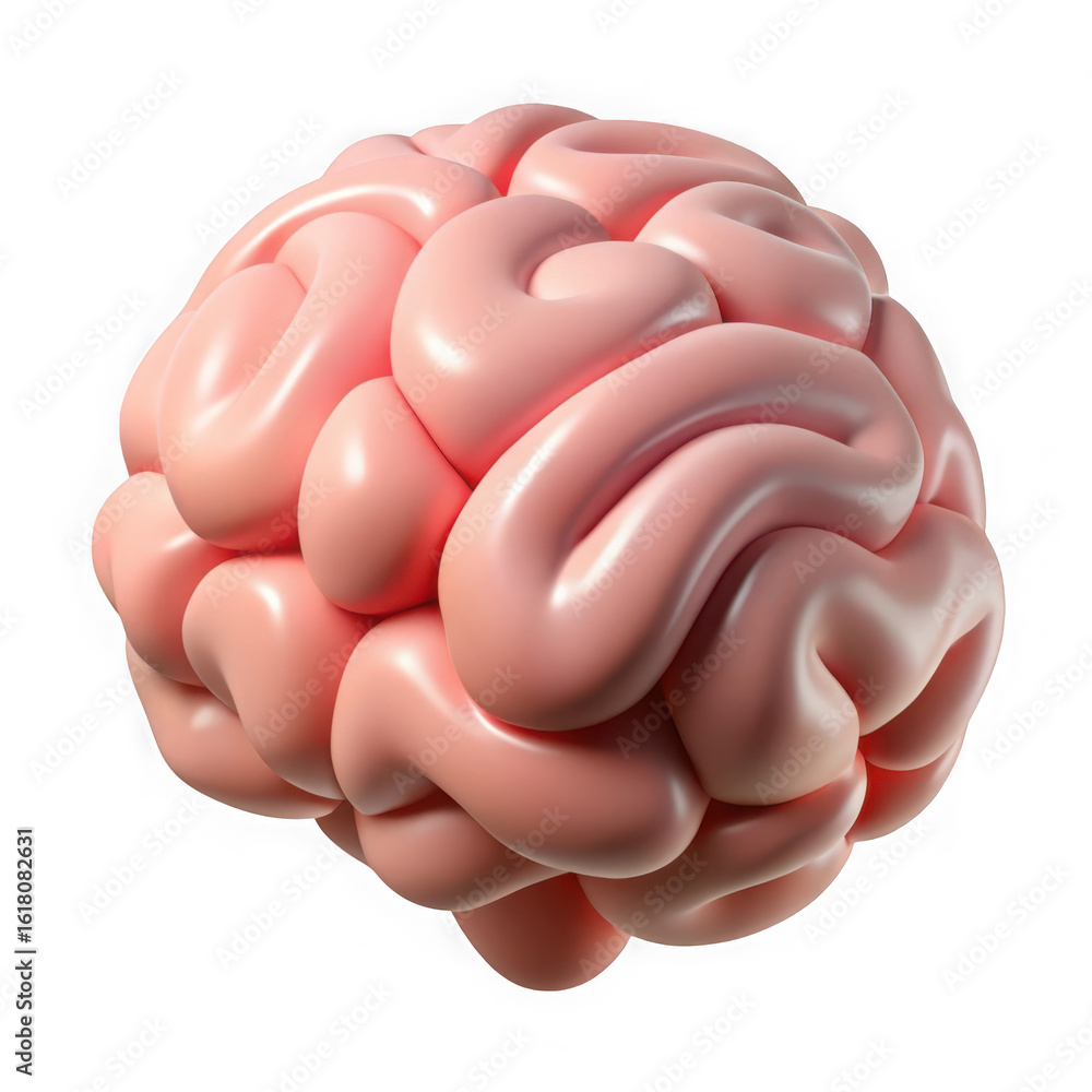 Poster realistic 3d rendering of a human brain with intricate details and smooth texture isolated on transp