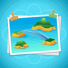 Naklejka premium Scenic Illustration of a Bridge Over Water