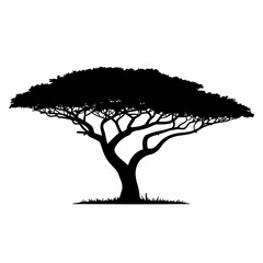 Silhouette of a Majestic Tree on White Background