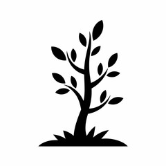 Obraz premium Stylized Black Tree Icon on White Background