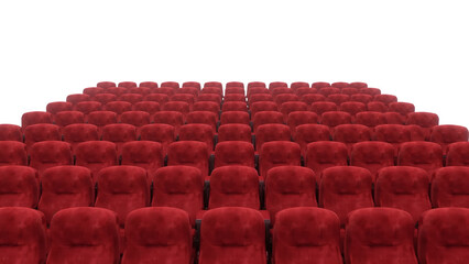 Obraz premium A multitude of plush red velvet seats arranged in rows within an auditorium, creating a sense of