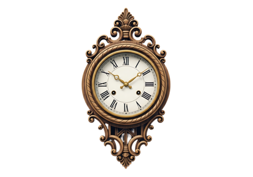 Ornate wall clock with a detailed, classic design.