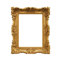 Ornate golden vintage picture frame isolated on a transparent background image