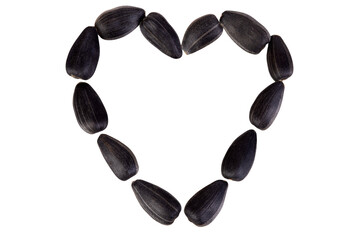 Heart of sunflower seeds - isolated on transparent background authentic image for healthy food design.