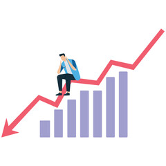 Investor Facing Financial Decline on Red Graph Chart Illustration