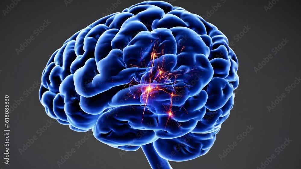 Poster closeup of illuminated brain a mesmerizing display for creative projects, boosting energy and inspir