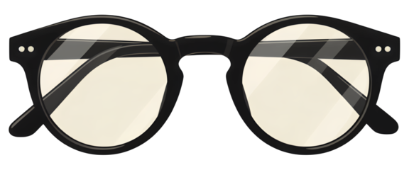 Black Round Sunglasses with Transparent Background, Glossy Design Element for Digital Media