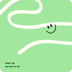 white line and soft green background, illustration style.