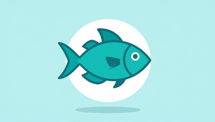 Minimalist fish vector graphic. Clean and modern aquatic wildlife emblem or logo concept with a circular backdrop.