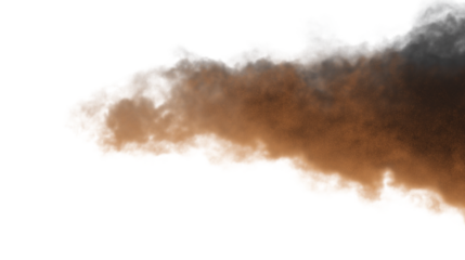 Brown smoke billowing out isolated on white background