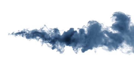 Abstract representation of blue billowing smoke isolated on white background