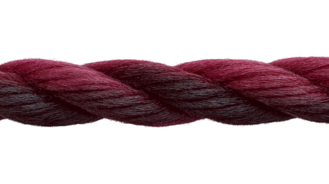  thick red rope twisted isolated on white background