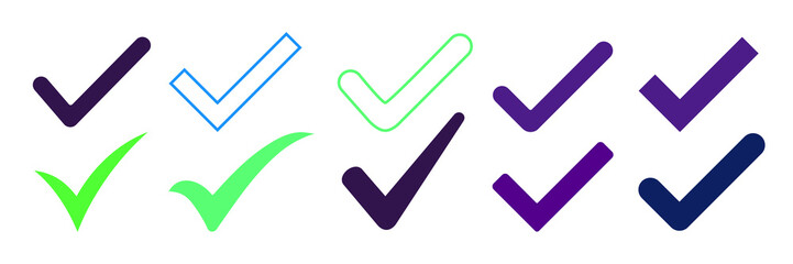 Blue Check mark Icon Set – Vector Tick Symbols on Transparent.PNG © MstFozila