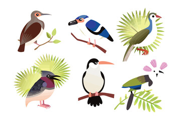 Colorful Birds: An array of vibrant birds in their natural habitats, showcasing their unique shapes and dazzling colors, creating a symphony of nature's beauty.