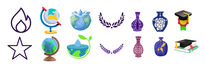 Abstract Colorful Splashes Set – Transparent PNG Vector Illustration