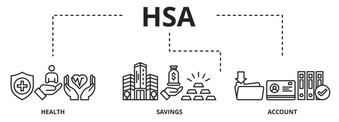 Banner health savings account (HSA) - Vector illustration concept with icons