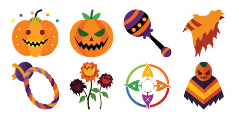 Collection colored halloween  set  vector cartoon illustration  bundle