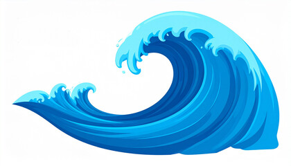 Dynamic stylized blue ocean wave illustration depicting powerful water motion, perfect for digital design elements, symbolizing strength and flow.