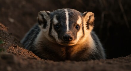 Badgers Burrow Portrait American Badger