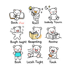 10 doodle icons of bedtime routine Reading