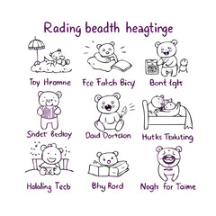 10 doodle icons of bedtime routine Reading