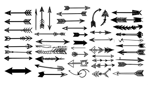Hand-Drawn Arrow Collection: Black and White Vector Set with Unique Designs