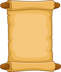 Cartoon illustration of a blank scroll, ready for messages or announcements.