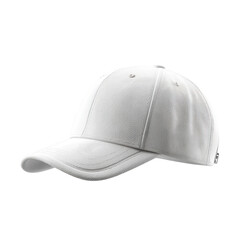 Fototapeta premium White Baseball Cap Side View isolated on a transparent background headwear fabric