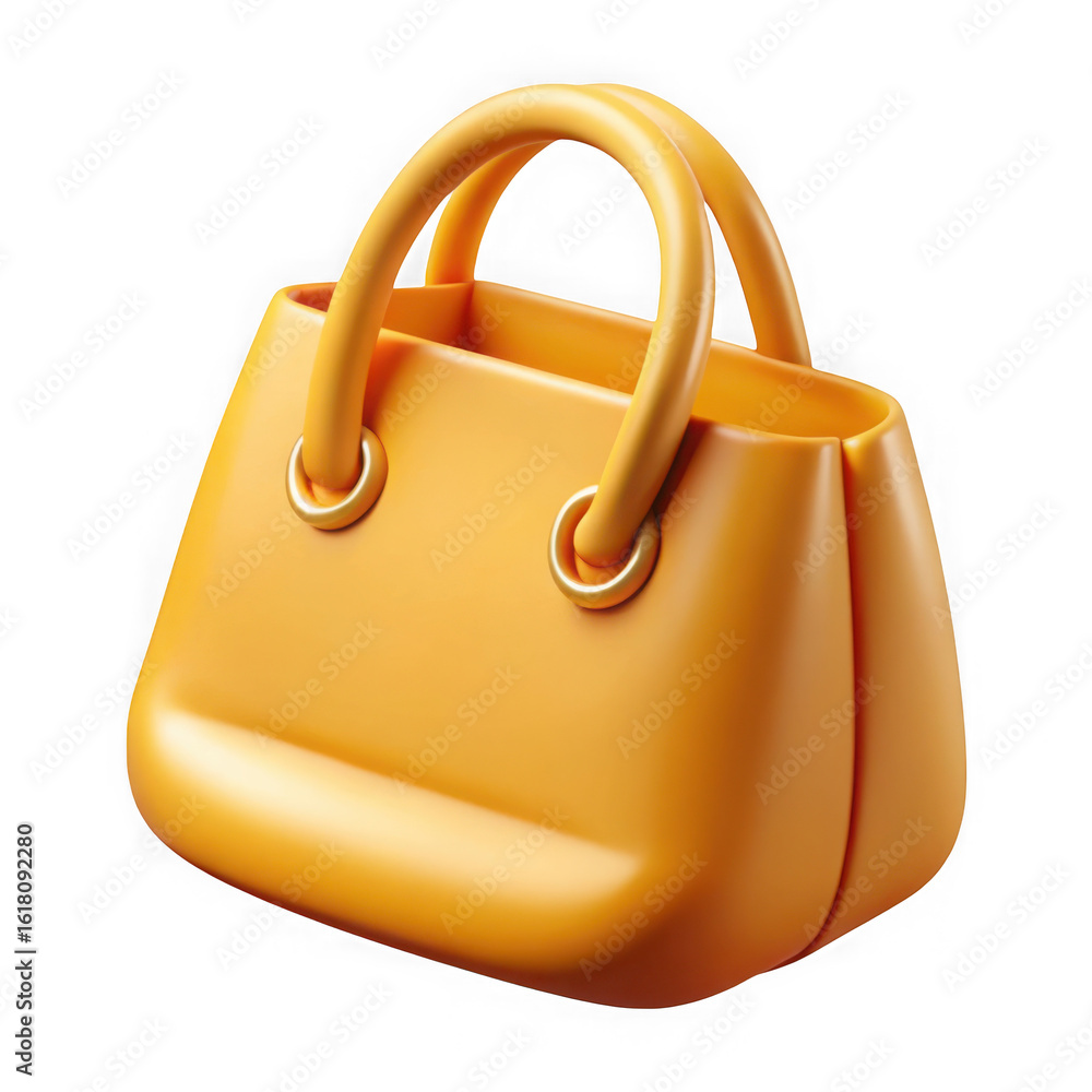 Poster a stylish orange handbag with rounded handles and a smooth modern design isolated on transparent bac
